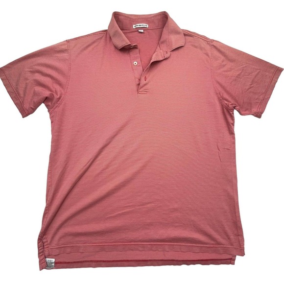 Peter Millar Other - Peter Millar Mens Pink Cotton Striped Short Sleeve Golf Polo Shirt Size Large